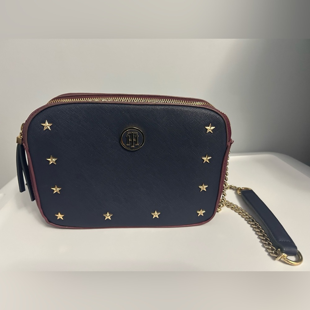 Tommy Hilfiger Black and Gold Star Crossbody Bag